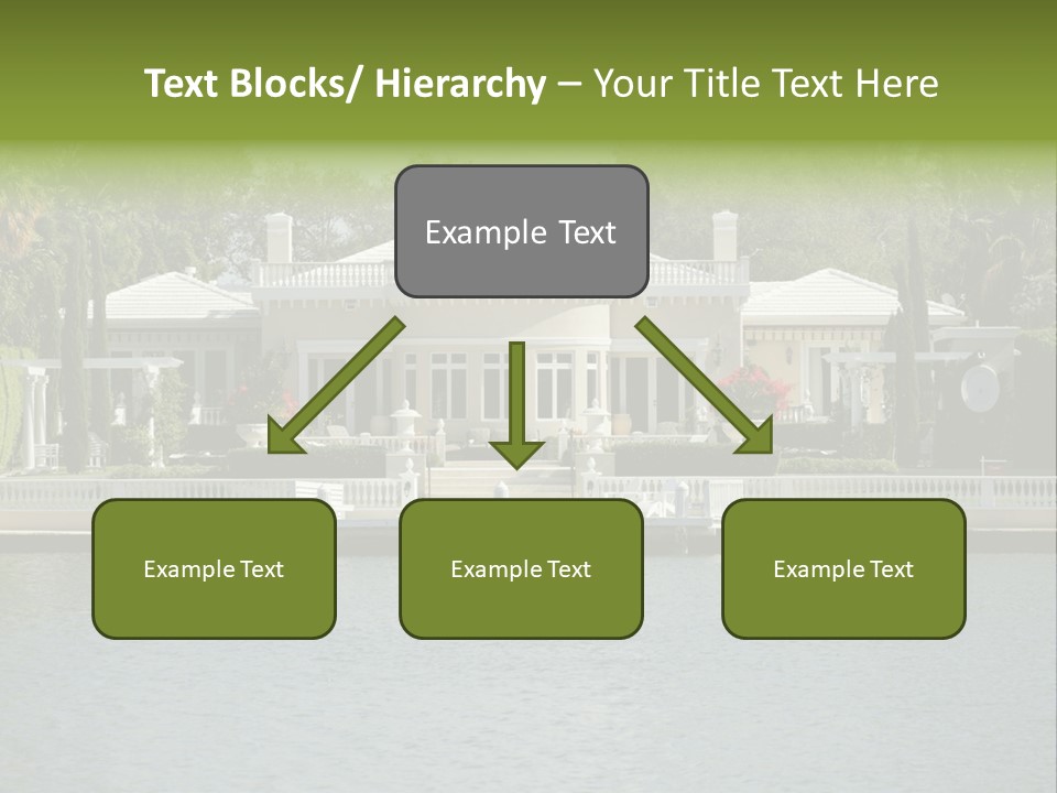 A Large White House Sitting Next To A Body Of Water PowerPoint Template