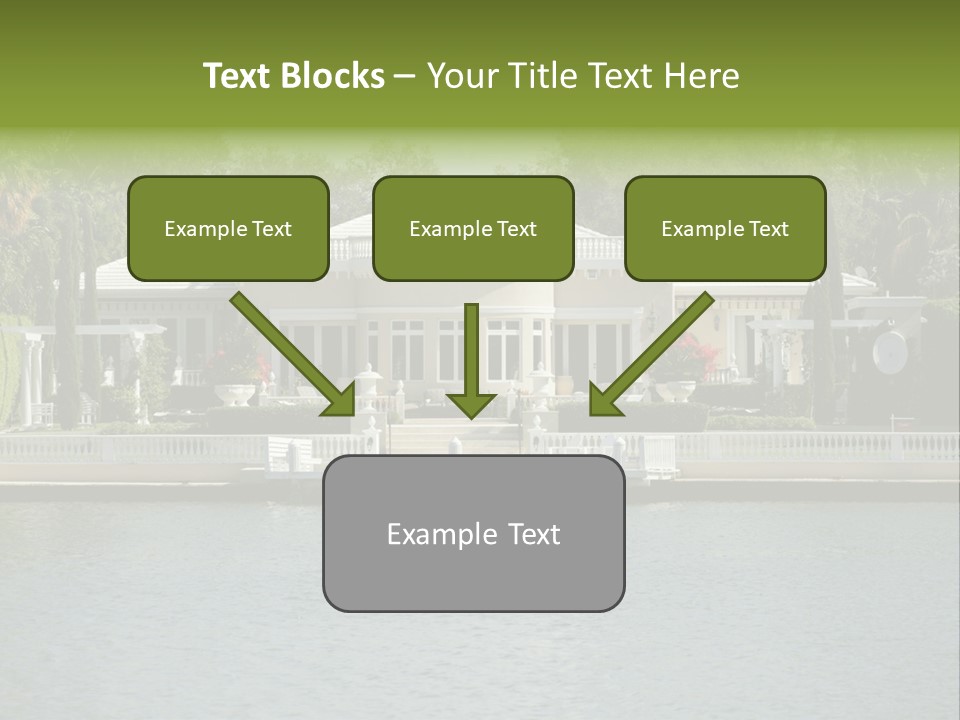 A Large White House Sitting Next To A Body Of Water PowerPoint Template