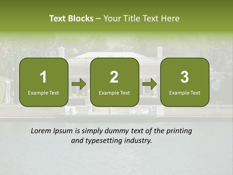 A Large White House Sitting Next To A Body Of Water PowerPoint Template