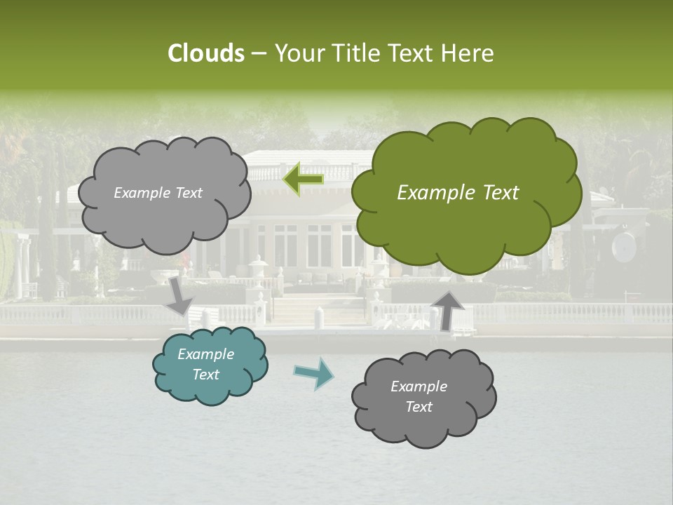 A Large White House Sitting Next To A Body Of Water PowerPoint Template