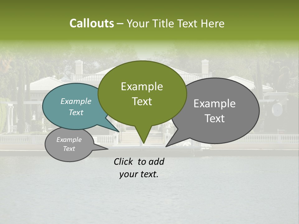 A Large White House Sitting Next To A Body Of Water PowerPoint Template