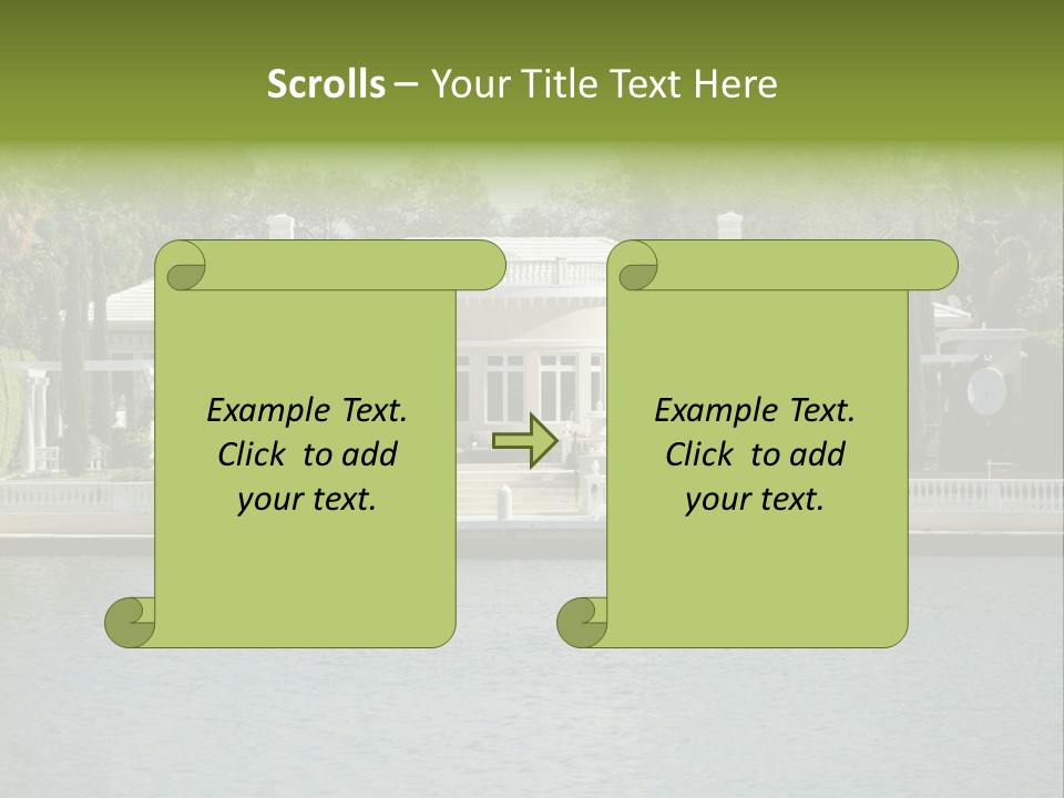 A Large White House Sitting Next To A Body Of Water PowerPoint Template