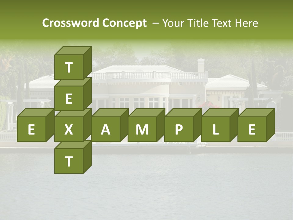 A Large White House Sitting Next To A Body Of Water PowerPoint Template