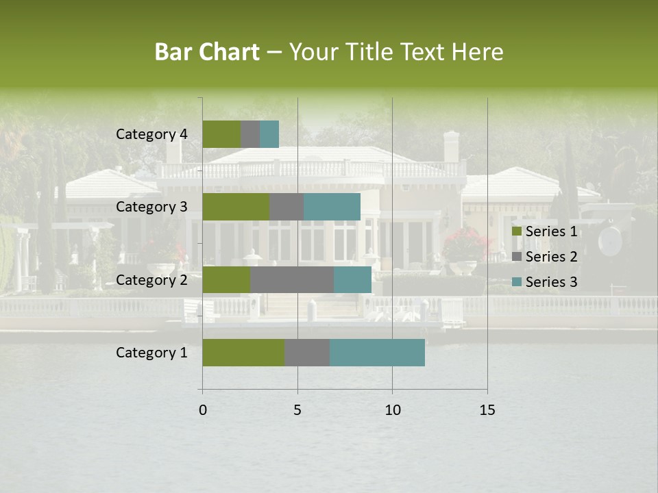 A Large White House Sitting Next To A Body Of Water PowerPoint Template