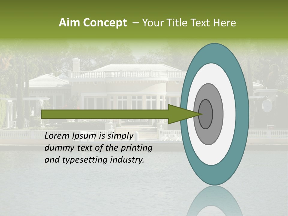 A Large White House Sitting Next To A Body Of Water PowerPoint Template