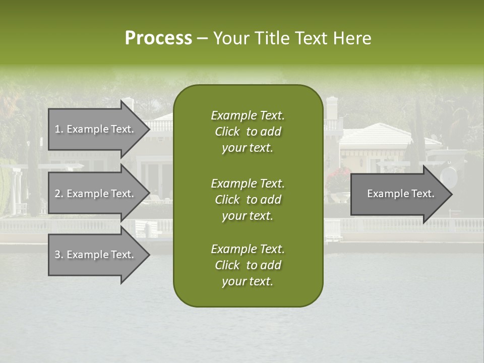 A Large White House Sitting Next To A Body Of Water PowerPoint Template
