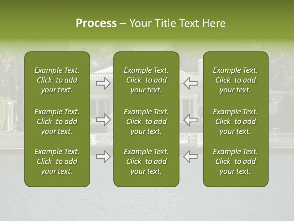 A Large White House Sitting Next To A Body Of Water PowerPoint Template