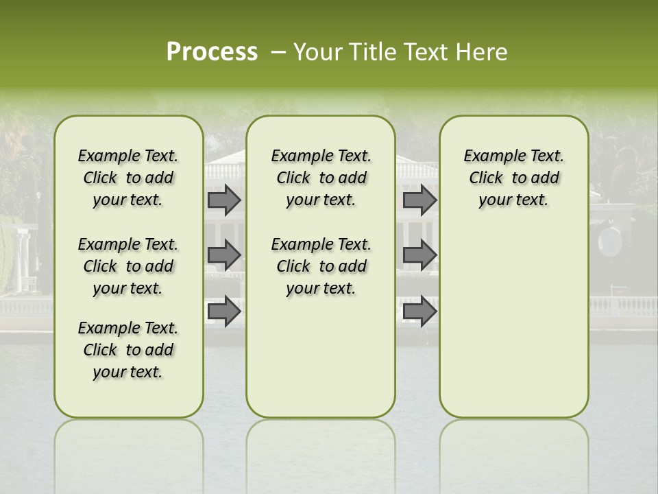 A Large White House Sitting Next To A Body Of Water PowerPoint Template