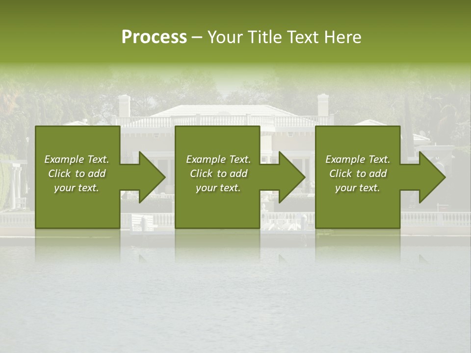 A Large White House Sitting Next To A Body Of Water PowerPoint Template