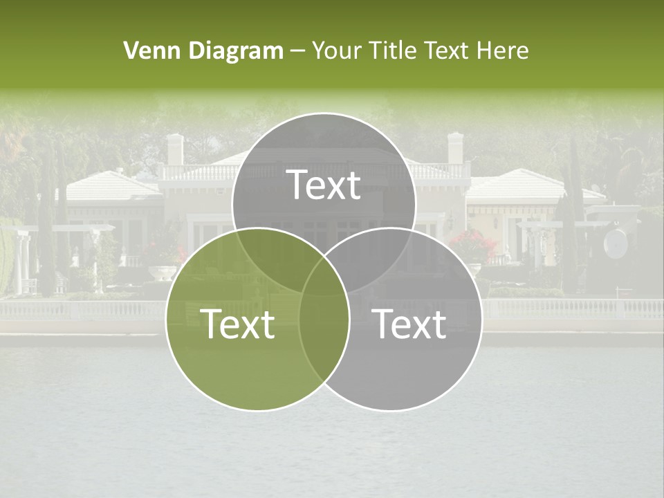 A Large White House Sitting Next To A Body Of Water PowerPoint Template