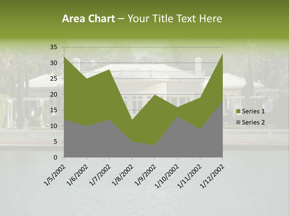 A Large White House Sitting Next To A Body Of Water PowerPoint Template