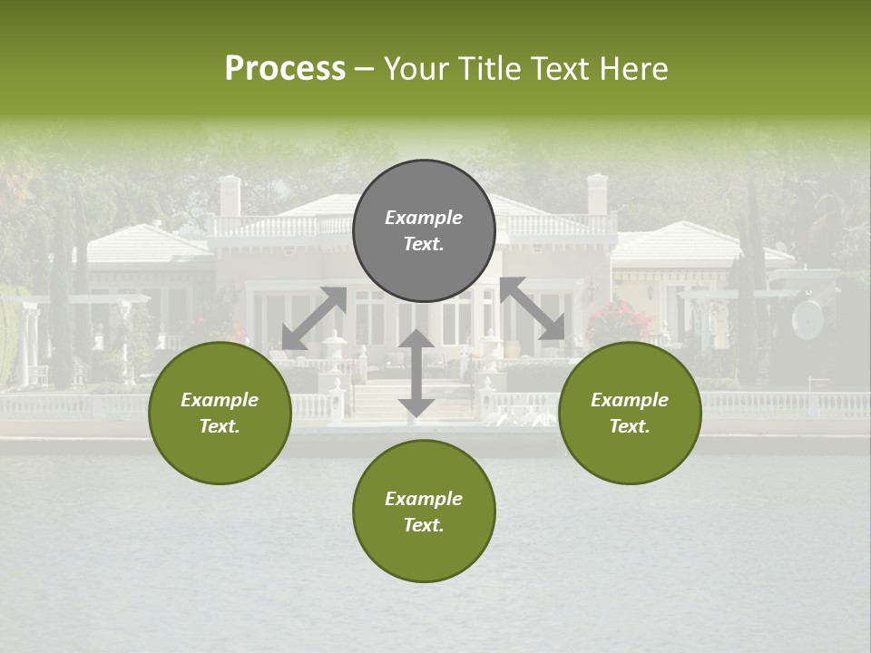A Large White House Sitting Next To A Body Of Water PowerPoint Template
