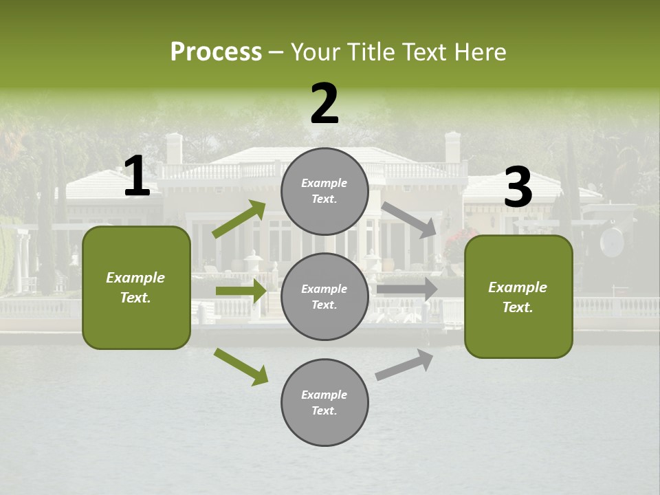 A Large White House Sitting Next To A Body Of Water PowerPoint Template