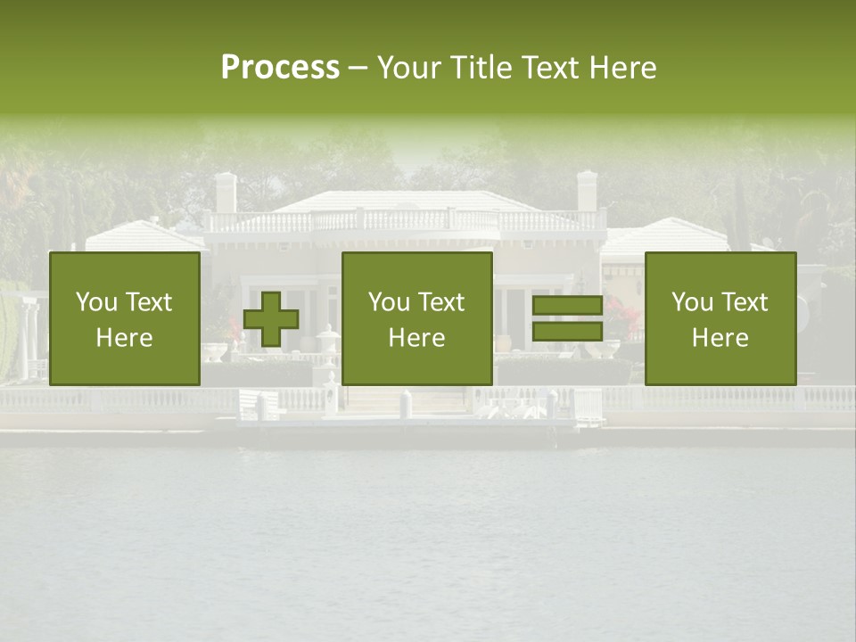 A Large White House Sitting Next To A Body Of Water PowerPoint Template