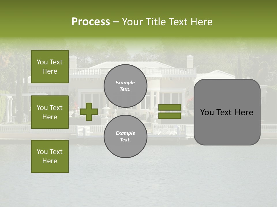 A Large White House Sitting Next To A Body Of Water PowerPoint Template
