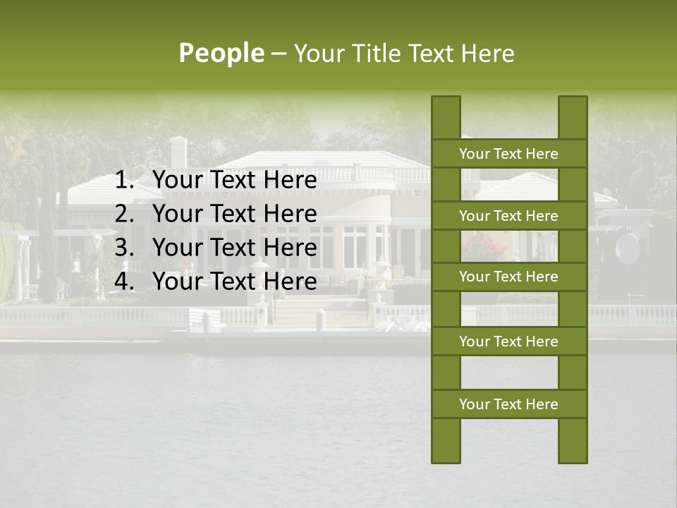 A Large White House Sitting Next To A Body Of Water PowerPoint Template