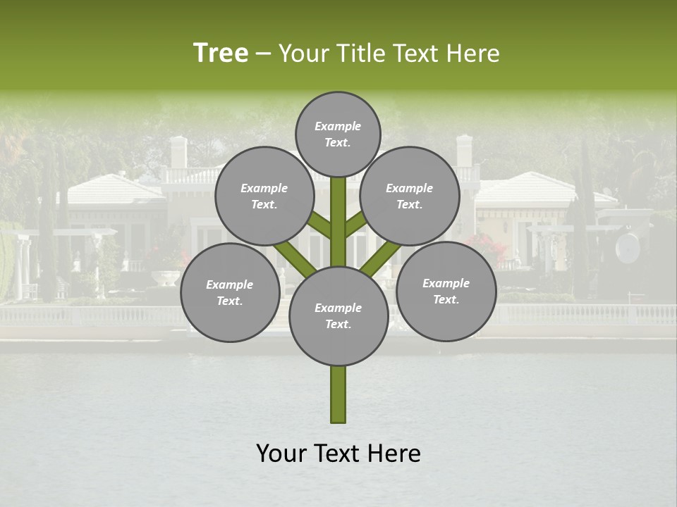 A Large White House Sitting Next To A Body Of Water PowerPoint Template