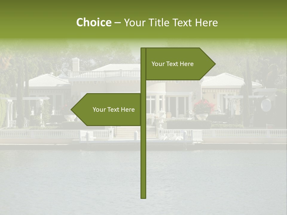 A Large White House Sitting Next To A Body Of Water PowerPoint Template