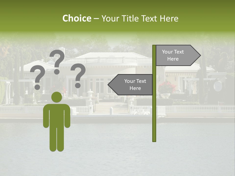 A Large White House Sitting Next To A Body Of Water PowerPoint Template