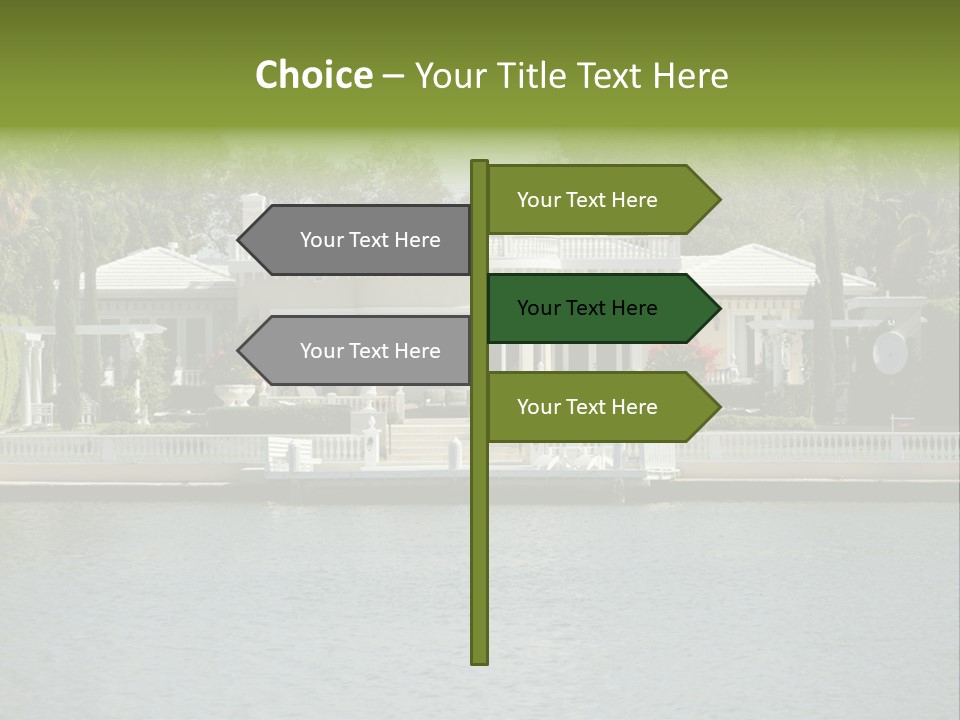 A Large White House Sitting Next To A Body Of Water PowerPoint Template
