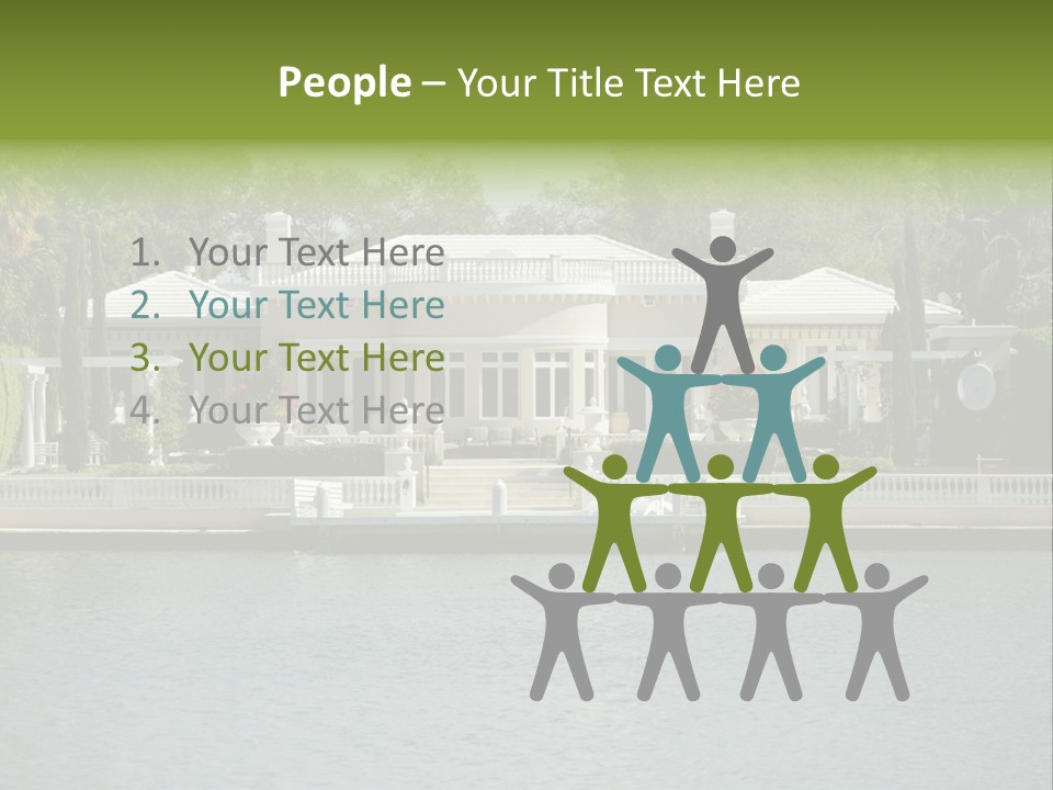 A Large White House Sitting Next To A Body Of Water PowerPoint Template