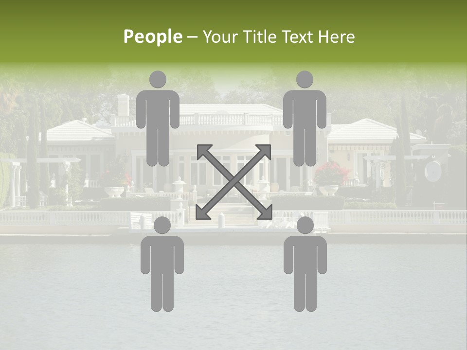 A Large White House Sitting Next To A Body Of Water PowerPoint Template