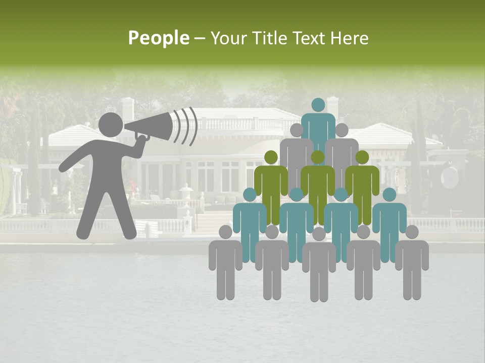 A Large White House Sitting Next To A Body Of Water PowerPoint Template