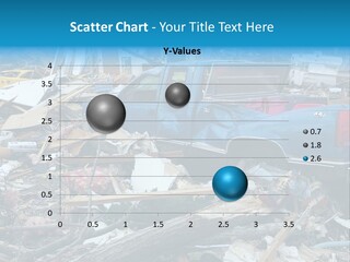 A Blue Truck Parked In A Pile Of Rubble PowerPoint Template
