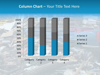 A Blue Truck Parked In A Pile Of Rubble PowerPoint Template