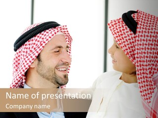 A Man And A Woman Wearing Headscarves Powerpoint Template PowerPoint Template