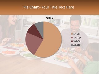 A Family Sitting Around A Table Eating A Meal PowerPoint Template