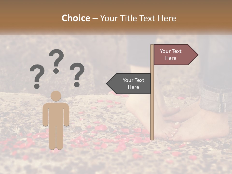 A Person Standing On A Rock With Rose Petals On The Ground PowerPoint Template