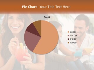 A Group Of People Sitting At A Table With Drinks PowerPoint Template