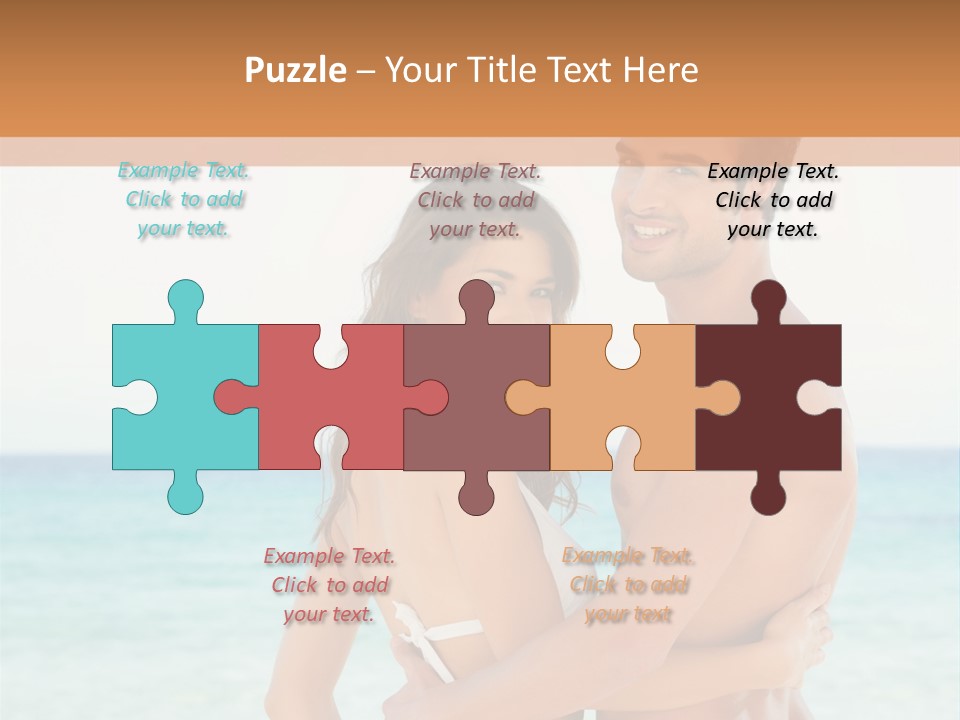 A Man And A Woman Standing Next To Each Other On A Beach PowerPoint Template