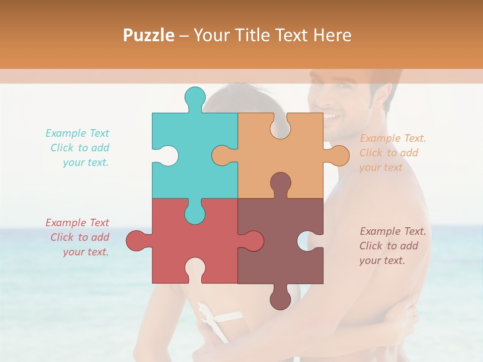 A Man And A Woman Standing Next To Each Other On A Beach PowerPoint Template