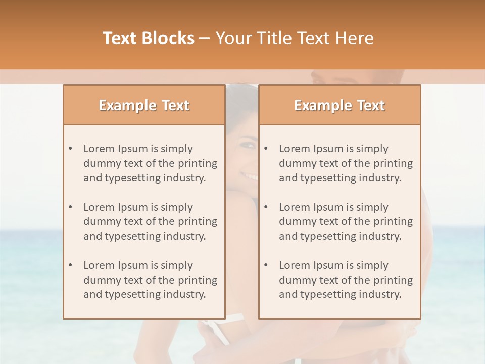 A Man And A Woman Standing Next To Each Other On A Beach PowerPoint Template