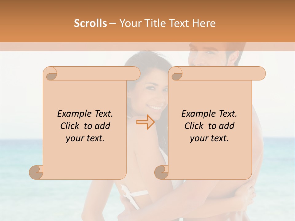 A Man And A Woman Standing Next To Each Other On A Beach PowerPoint Template