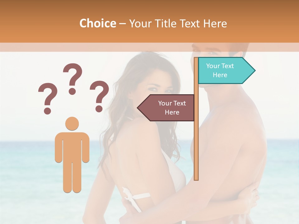 A Man And A Woman Standing Next To Each Other On A Beach PowerPoint Template