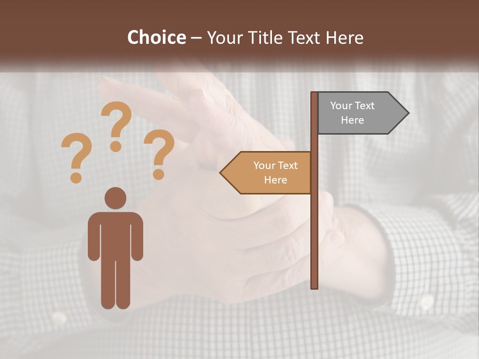 A Man Is Holding His Hand Up To The Camera PowerPoint Template