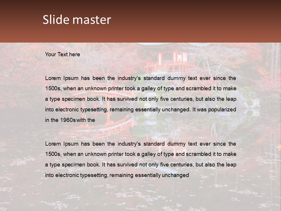 A Pond With A Bridge In The Middle Of It PowerPoint Template