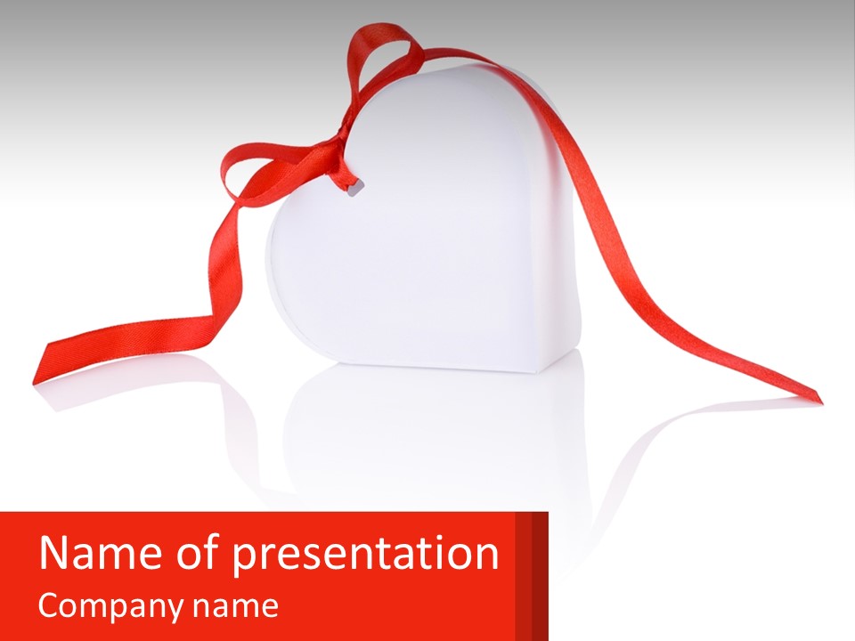 A Heart Shaped Box With A Red Ribbon Tied Around It PowerPoint Template