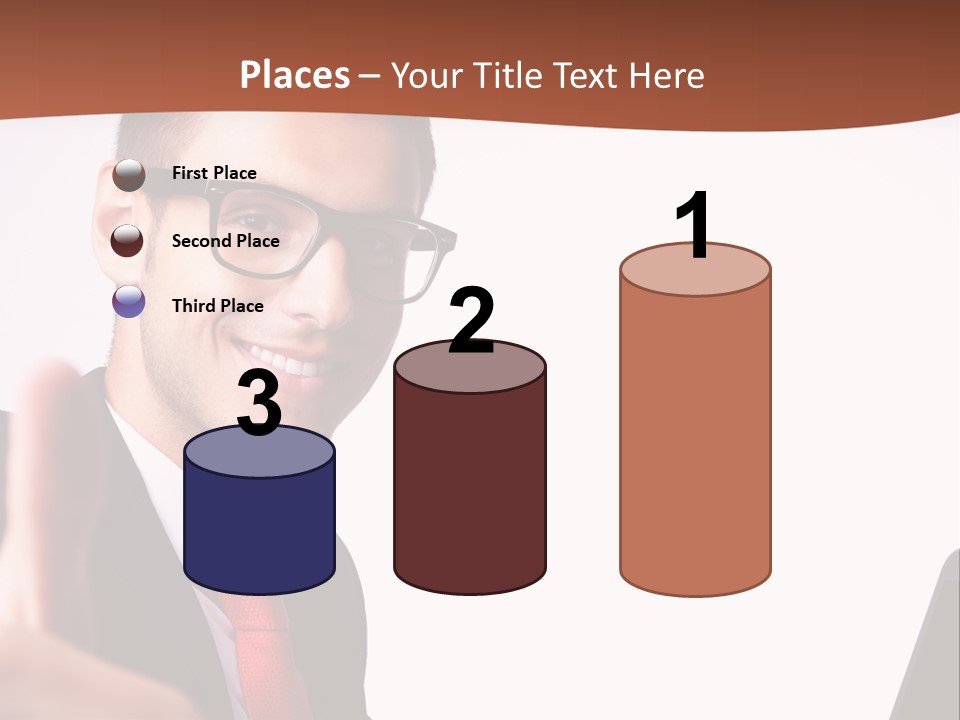 A Man In A Suit And Tie With A Laptop Giving A Thumbs Up PowerPoint Template