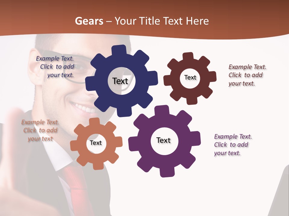 A Man In A Suit And Tie With A Laptop Giving A Thumbs Up PowerPoint Template