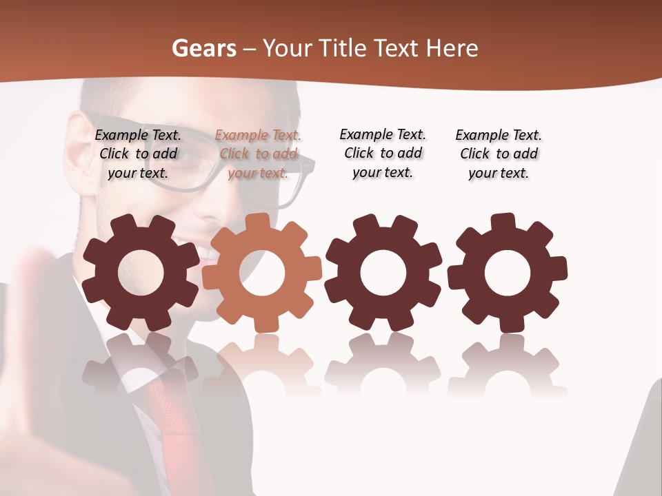 A Man In A Suit And Tie With A Laptop Giving A Thumbs Up PowerPoint Template