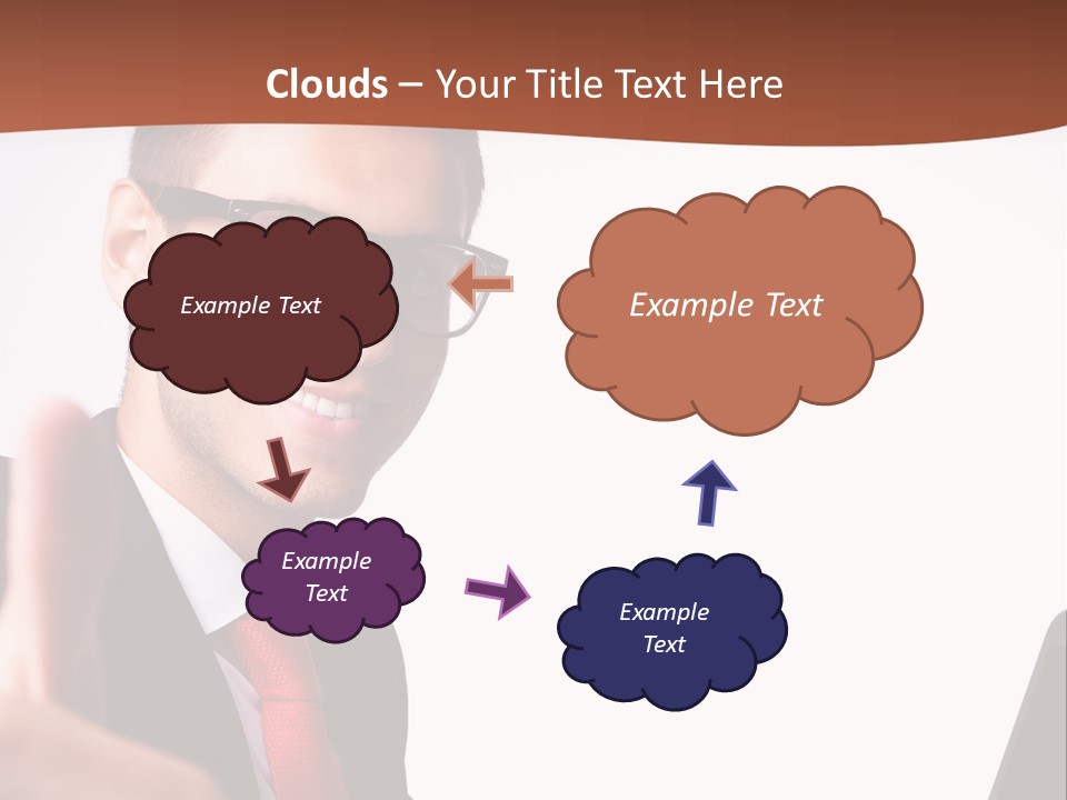 A Man In A Suit And Tie With A Laptop Giving A Thumbs Up PowerPoint Template