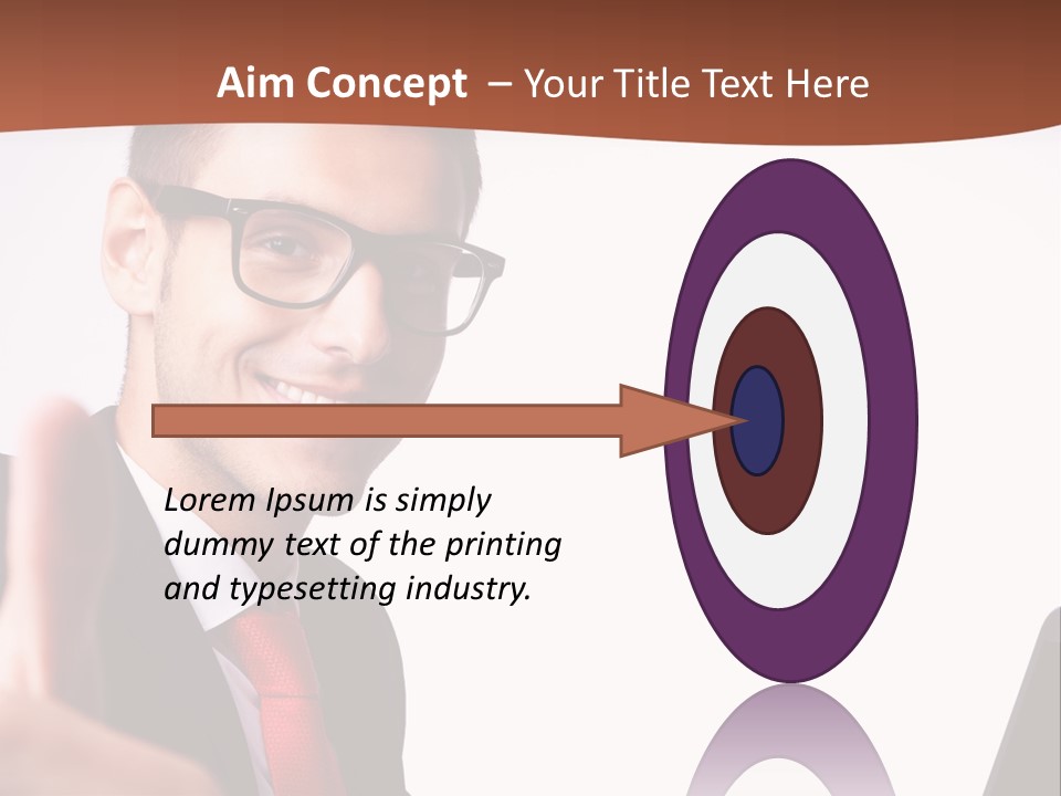 A Man In A Suit And Tie With A Laptop Giving A Thumbs Up PowerPoint Template