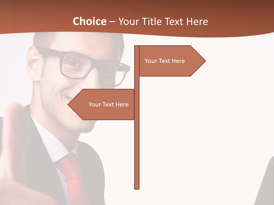 A Man In A Suit And Tie With A Laptop Giving A Thumbs Up PowerPoint Template