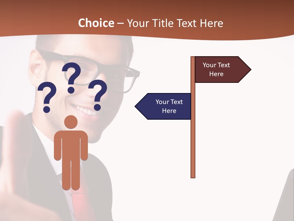 A Man In A Suit And Tie With A Laptop Giving A Thumbs Up PowerPoint Template