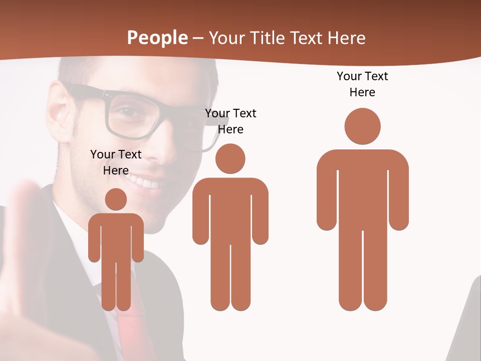 A Man In A Suit And Tie With A Laptop Giving A Thumbs Up PowerPoint Template