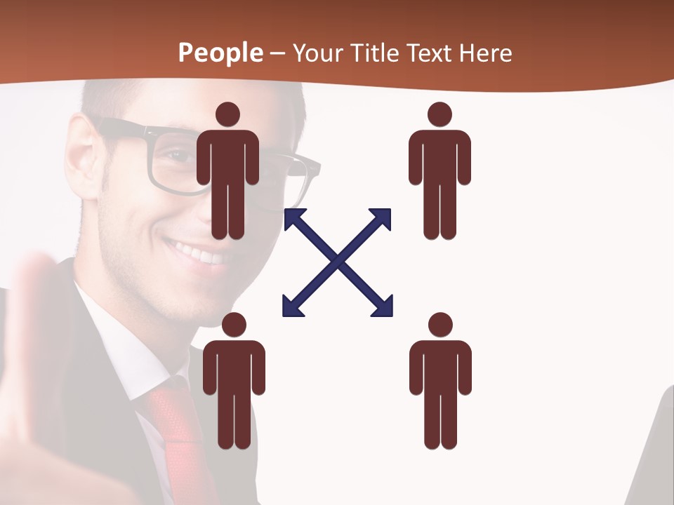 A Man In A Suit And Tie With A Laptop Giving A Thumbs Up PowerPoint Template